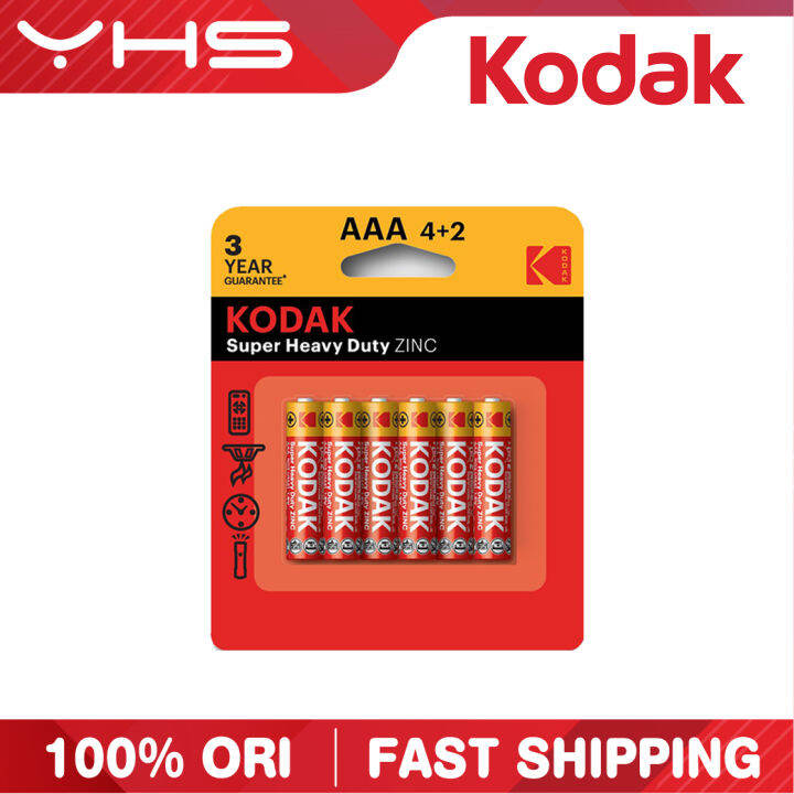 KODAK Super Heavy Duty Zinc AAA Battery (4+2 Pack / 2 Pack) Lazada