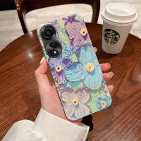 เคส สำหรับ OPPO A78 เคสนิ่มสีฟ้าอ่อนภาพสีน้ำมันดอกไม้ป้องกันการกระแทกซิลิโคนสำหรับ OPPO A78 4G ฝาหลัง