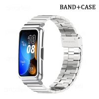 สําหรับ HUAWEI Band 8 Metal Strap เคส สายนาฬิกาสแตนเลสป้องกันสําหรับ Huawei band 7 6 / Honor Band 7 6 Bracelet Cover Frames