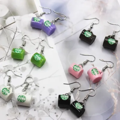 New simulation Coffee cup earrings Fashion creative Earring for Women Gift Earrings Jewelry Wholesale