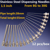 12 Pack 1.5 inch Dispensing Needles 8G to 30G Stainless Steel Blunt Tip Needle Luer Lock for Refilling Glue s