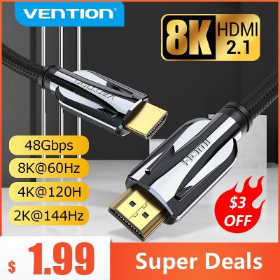 Vention kabel 2.1 HDMI pemisah kabel Digital HDMI 8K/60Hz 4K/120Hz 48Gbps untuk kotak TV Xiaomi HDR10 PS5 Switch HDMI 2.1