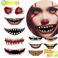 10pcs Halloween PVC Tattoo Stickers Horror Lips DIY Stickers Big Mouth Tattoos Waterproof Funny Makeup Smile Lip Beauty Tool