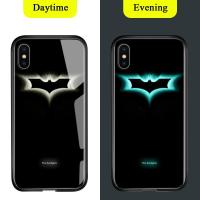 Luminous Marvel Avengers Tempered Glass Back Case For iphone X Case Luxury Fashion Shockproof TPU Protective Night Shine Casing Cover Shell