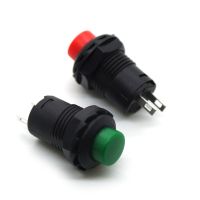 5pcs 12mm Ds-425 Switch Button Switch Self Locking Self Reset Small Round Button Switch Metal 2 Pin Red Green Mini Small Round  Power Points  Switches