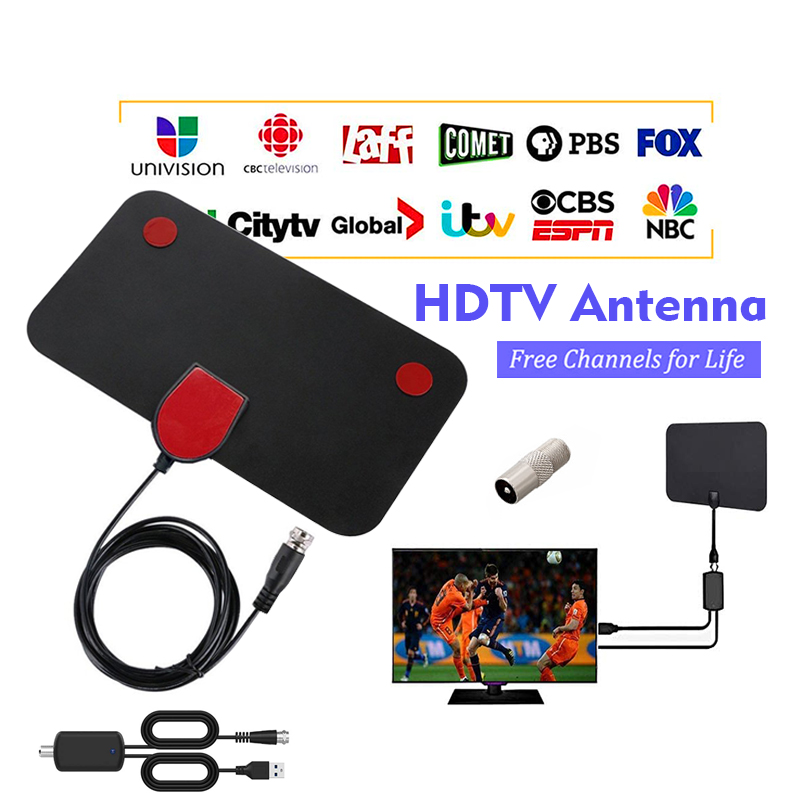 TV Antenna HDTV DVB-T2 Flat HD Digital Indoor Amplified 50 Mile Range TVFox EC 