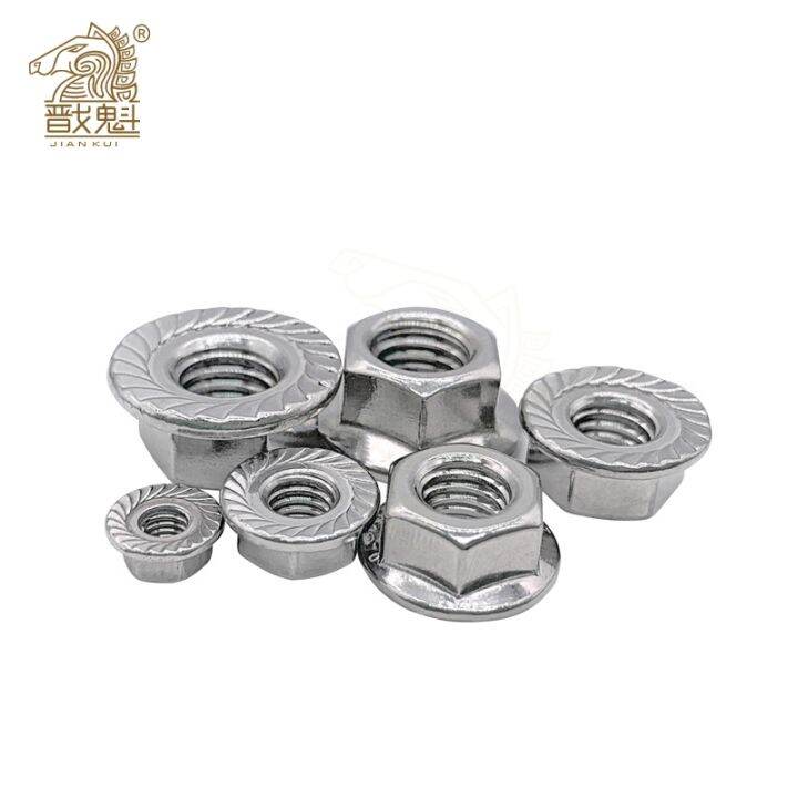 jie-yuan-2-25x-m3-m4-m5-m6-m8-m10-m12สแตนเลสคุณภาพสูง-hexagon-hex-head-serrated-spinlock-flange-nut-locknut-lock-nut-din6923