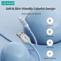 USAMS Bicolor ชาร์จ USB สายเคเบิลข้อมูลสำหรับ 14 Pro Max 13 12 11 X XS XR 7 8พลัส6วินาทีศัพท์มือถือชาร์จสายข้อมูลชาร์จ