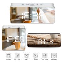 LED Mirror Alarm Clock with Dimmer Snooze Temperature Function for Bedroom Office Travel Digital Home Decoration Clock