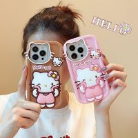 3D Cartoon Pinch Face Sanrio Hello Kitty Three-dimensional Phone Case for IPhone 14 13 12 11 Pro Max 14Pro Silica gel Back Cover