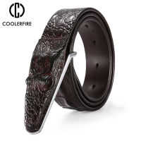 Men Luxury Belts Snake Buckle Crocodile Patter Genuine Leather Belts for Men High Quality Vintage Brand Jeans Strap ZD2110