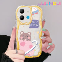 Jlingji เคสสำหรับ Infinix Smart 6 HD Smart 6 Plus Smart 7เคสการ์ตูนหมีเงินลายหมีเนื้อครีมกันกระแทกแบบใสนิ่มเคสมือถือสร้างสรรค์เคสโปร่งใสลายกล้องถ่ายรูปซิลิกาเจลฝาครอบป้องกัน