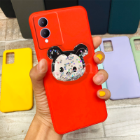 เคสโทรศัพท์สำหรับ Honor X6a เคส VIVO Y17S แฟชั่นให้ความรู้สึกผิวสัมผัสนิ่ม TPU เคสโทรศัพท์มือถือ Vivo Y17s 2023สีเรียบง่ายปลอกซิลิโคน VIVOY17S กับที่ถือรูปการ์ตูนน่ารัก