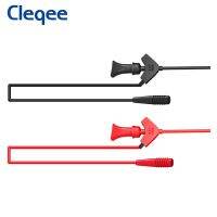 Cleqee P1511B 2PCS SMD IC Test Hook Clip Test Probe Internal Spring Silicone Cable 26AWG with 2mm Socket for Multimeter 20V/5A