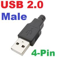 (2ชิ้น)USB 2.0 Connector A Type Male 4-Pin Plug with Black Plastic Cover DIY Connector