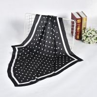 women polka dot printed soft multifunctional hankerchief foulard femme muslim hijab wrap bandana imitated silk square head scarf