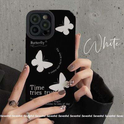 เคสโทรศัพท์มือถือ ลายผีเสื้อ สีขาว สําหรับ iPhone 13 12 SE2020 X XR Xs 7 8 6 6s