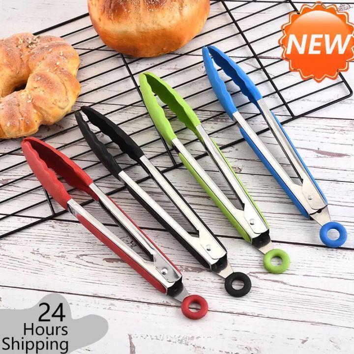 Silicone BBQ Grilling Tong Salad Bread Serving Tongs Non-Stick