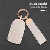 dghjsfgr Leather Car Remote Key Case Cover Protector Shell for Honda Vezel City Civic Jazz BRV BR-V HRV Keyless Holder Chain Accessories