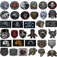 ✔ Skull Badges HOOK Embroidery Patches Removable Insignia Sewings Tactical Military Patch Clothing for Caps Backpacks Uniforms