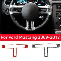 For Ford Mustang 2009-2014 Accessories Car Steering Wheel Panel Sticker Decal Carbon Fiber Interior Trim Cover Decoration Frame