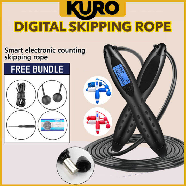 Kuro Digital Jump Rope Counting Calorie Fitness Sport Weightbearing Skipping Ropes Workout