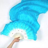 1.8m Hand Made Colorful Silk Fans Dancing Bamboo Long Silk Fans Tools Simulation Veils Fans for Women Belly Dance Costume