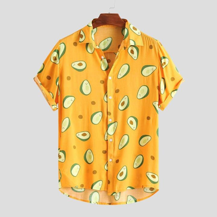 สีเรืองแสงผู้ชายเสื้อฤดูร้อนคุณภาพสูง-breathable-เสื้อฮาวาย-camisa-masculina-avocado-casual-ชายพิมพ์ขนาดพิเศษ