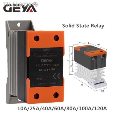 ◕ GEYA GSR2-1 Solid State Relay SSR Din Rail Single Phase With Heat Sink 10A-120A DC Control AC DC Control DC AC Control AC