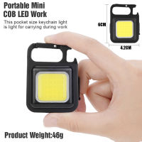 Mini LED Flashlight Work Light Portable Pocket Flashlight Keychains Multifunctional USB Rechargeable Outdoor Camping Corkscrew