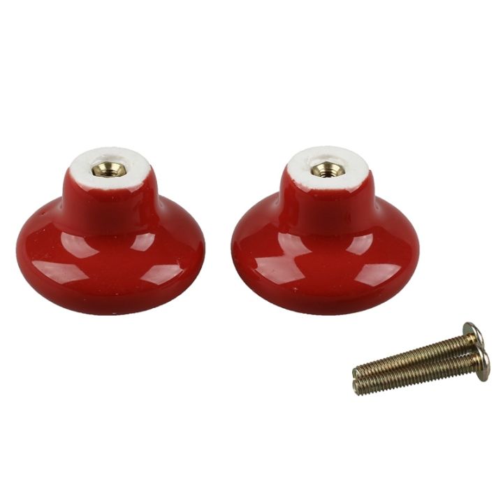 6pcs-red-round-ceramic-cupboard-knob-drawer-cabinet-pull-handle-s