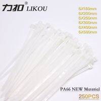 LIKOU Self-Locking Nylon cable tie 6x150mm 6x200mm 6x250mm 6x300mm 6x400m wholesale Plastic wire ties straps 250PCS/pag white