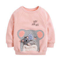 Baby Girl Clothes Toddler 2021 New Autumn Cotton Animal Applique Sweatshirt Pink Letter Sweater for Kids 2-7 Years