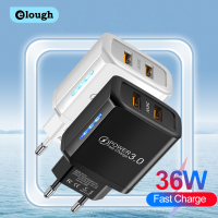 Elough 36W USB Charger Type C Fast Charging เครื่องชาร์จศัพท์สำหรับ 13 14 Xiaomi Samsung QC PD 3.0 USB C Chargers Adapter