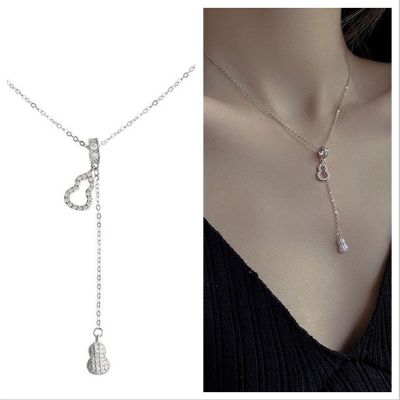 【cw】 End Gourd Pendant Necklace Birthday Accessories Fashion Tassel 925 Jewelry With Stone ！