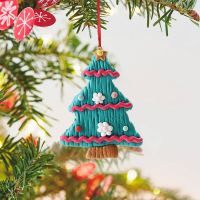 Mini Santa Christmas Tree Hanging Ornament 2023 Happy New Year Party Window Pendants Flat PVC Clothes House Xmas Trees Decor