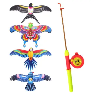 Free Shipping Pole Swallow Kite Flying Toys For Children Handle Line Winder  Sports Outdoors Fun Hand Game Mini Kite Rods Fishing