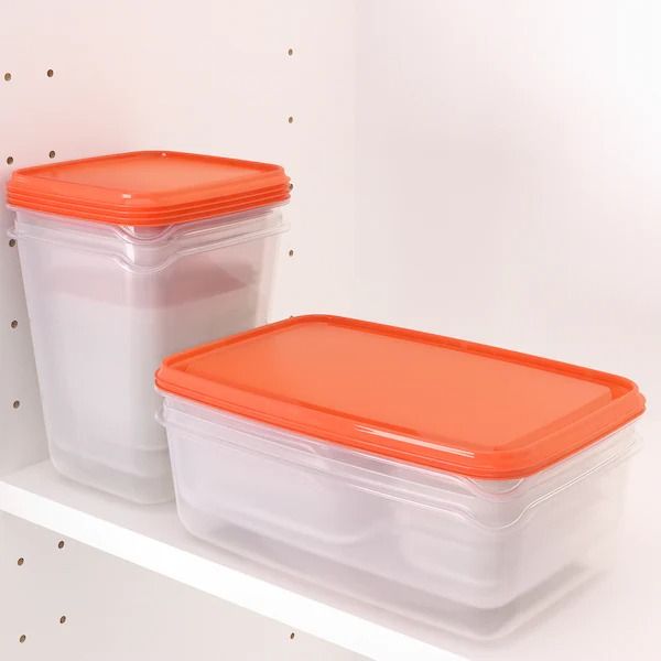 กล่องมีฝาปิด-กล่องเก็บอาหาร-กล่องใส่อาหาร-กล่องถนอมอาหาร-พลาสติกใส-17-ใบ-มีหลายขนาด-2-สี-เขียว-ส้ม