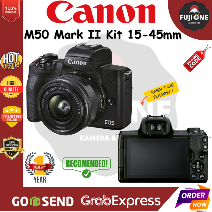 Canon EOS M50 Mark II Kit 15-45mm Mirrorless Digital Camera GARANSI ...