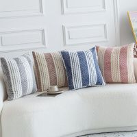 Stripe Short Plush Pillowcase 45x45 Home Office Sofa Backrest Pillow Sofa Cushion Pillow Living Room Decor Pillowcase