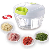 Kitchen Chopper Vegetable Grater Garlic Crusher with Container Stainless Steel Blade Manual Meat Grinder Food Processor Gadgets