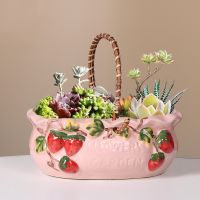 【CC】 Pot Strawberry Succulent Pots Vase for Indoor Desktop Decoration