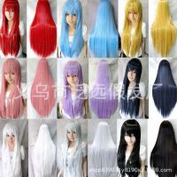 Wig cosplay anime 80 cm long straight hair multicolor cos color wig as a whole