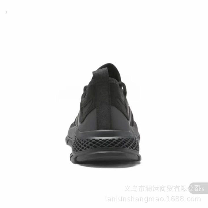 haijiafei-ทอรองเท้า-lan-ตัดป้ายแบรนด์รองเท้าผู้ชายตัดป้ายผูกเชือกรองเท้าลำลองสีดำใส่สบายพื้นนิ่มพื้นผิวนุ่มสบายผู้ชาย
