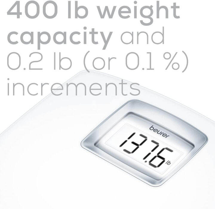 beurer-ps25-digital-bathroom-scale-for-body-weight-400lb-weight-capacity-auto-calibrate-xl-backlit-display-glass-weight-scale-precise-and-accurate-digital-scale-body-scale-standard-scale