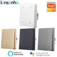 Lonsonho Tuya WiFi Smart Switch EU 220V With No Neutral Button Wall Light Switches Compatible Alexa Home Smartlife