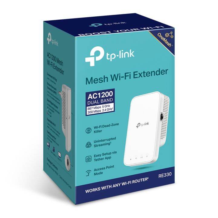 TPLink RE330 AC1200 2.4GHz 300Mbps 5GHz 867Mbps Mesh WiFi Range