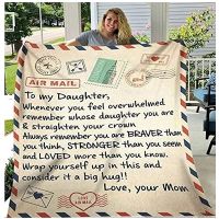 Fleece Blanket to Daughter Letter Printed Quilts Personalized Blanket Home Plush Throw Blanket from Mom Dad Gift for daughter