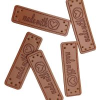 15X50Mm Made With Heart Labels For Clothes Hand Made With Love Tags For Clothing Gift Handmade Leather Sewing Label Labels