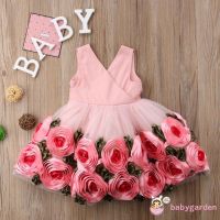 利Cute Baby Girl Princess Party Prom Bowknot Tutu Summer Dress Lace Rose Wedding Bridesmaid Formal Dresses